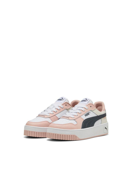 Tênis Carina Street Court em branco, rosa e Rose Quartz