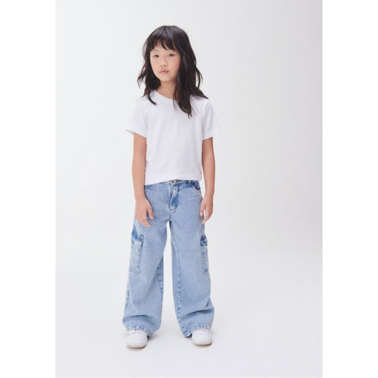 Blusa de malha de manga curta para meninas