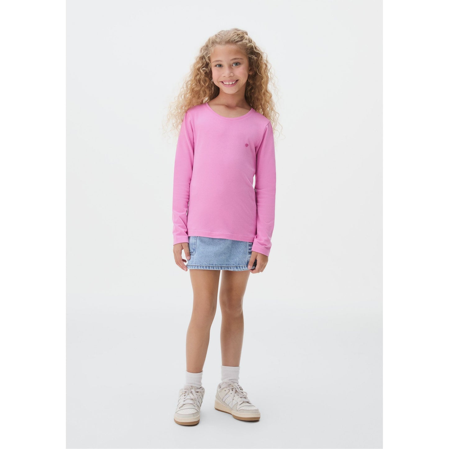 Blusa básica de manga longa com remendo para meninas - Hering Kids
