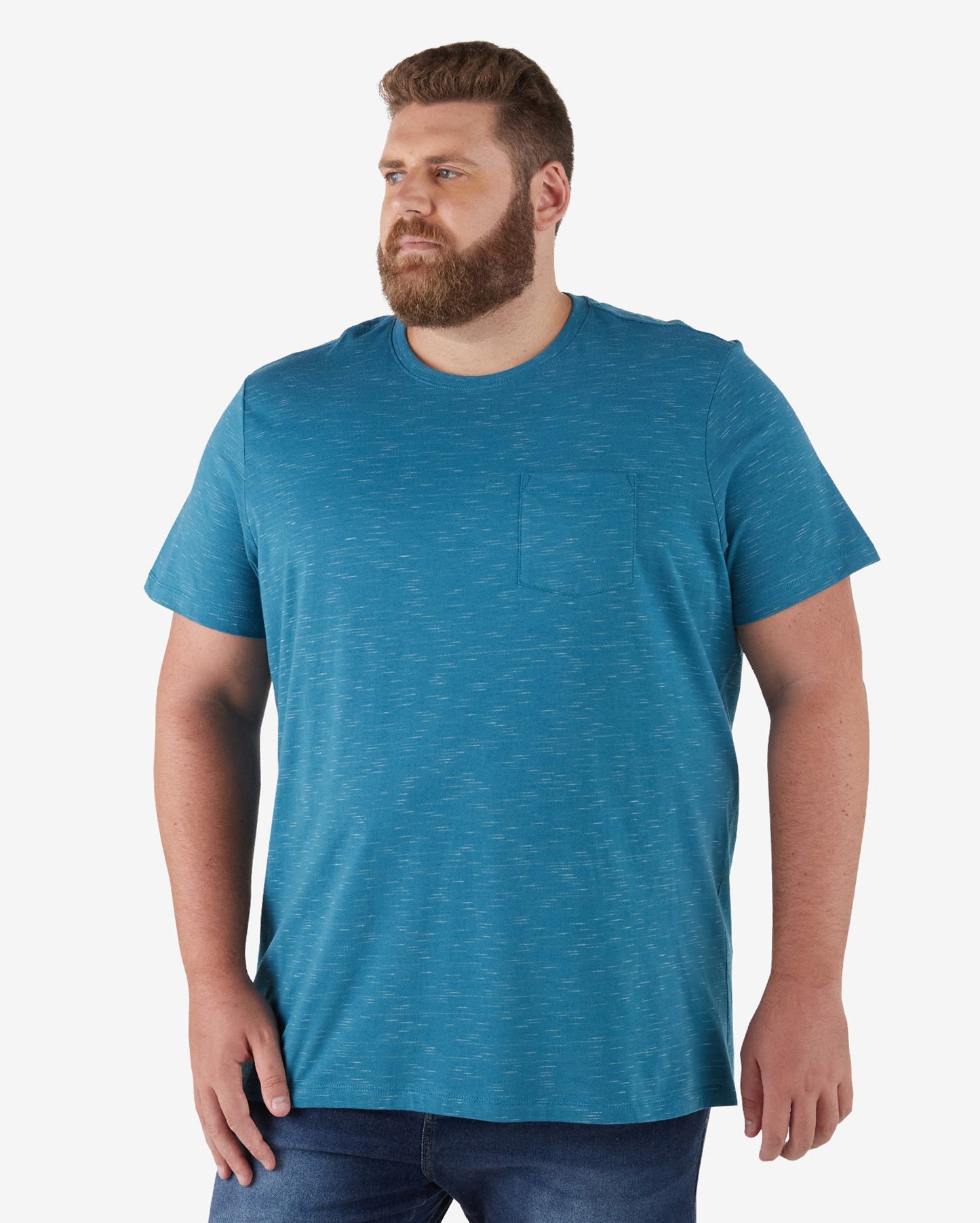 Maglietta a maniche corte Plus Size da uomo con tasca in blu turchese