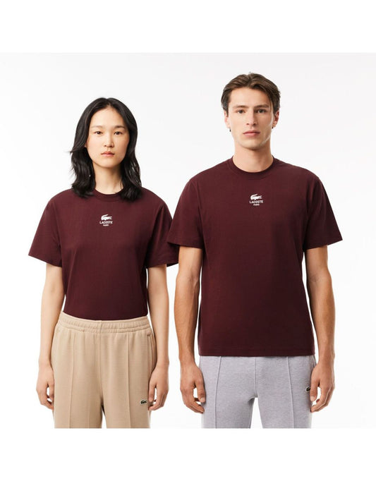 Camiseta masculina Lacoste Signature Print Cotton - Vermelho