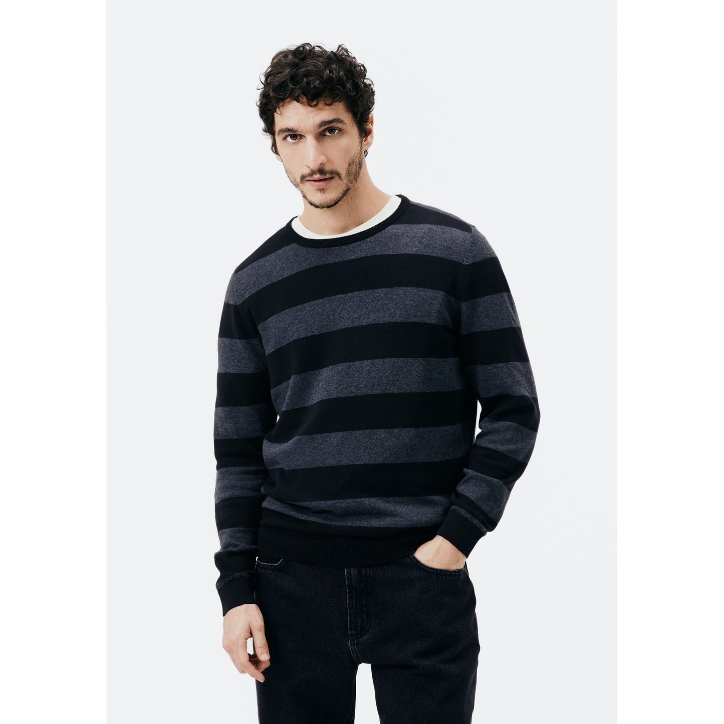 Jersey básico de punto a rayas para hombre