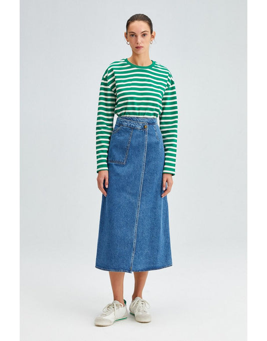 Gonna a portafoglio in denim