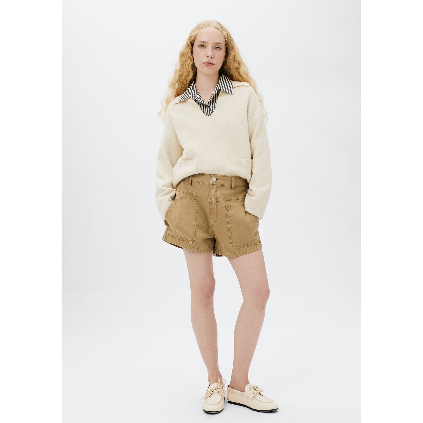 Pantaloncini da uomo in twill a vita media