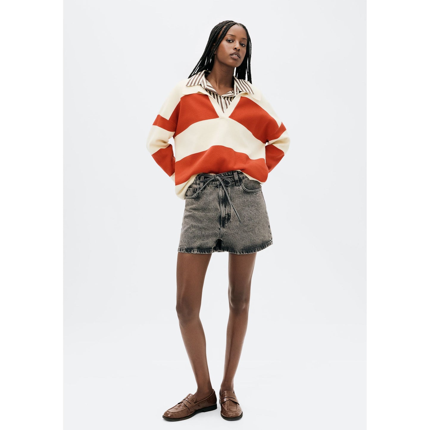 Pantaloncini di jeans a vita media da uomo