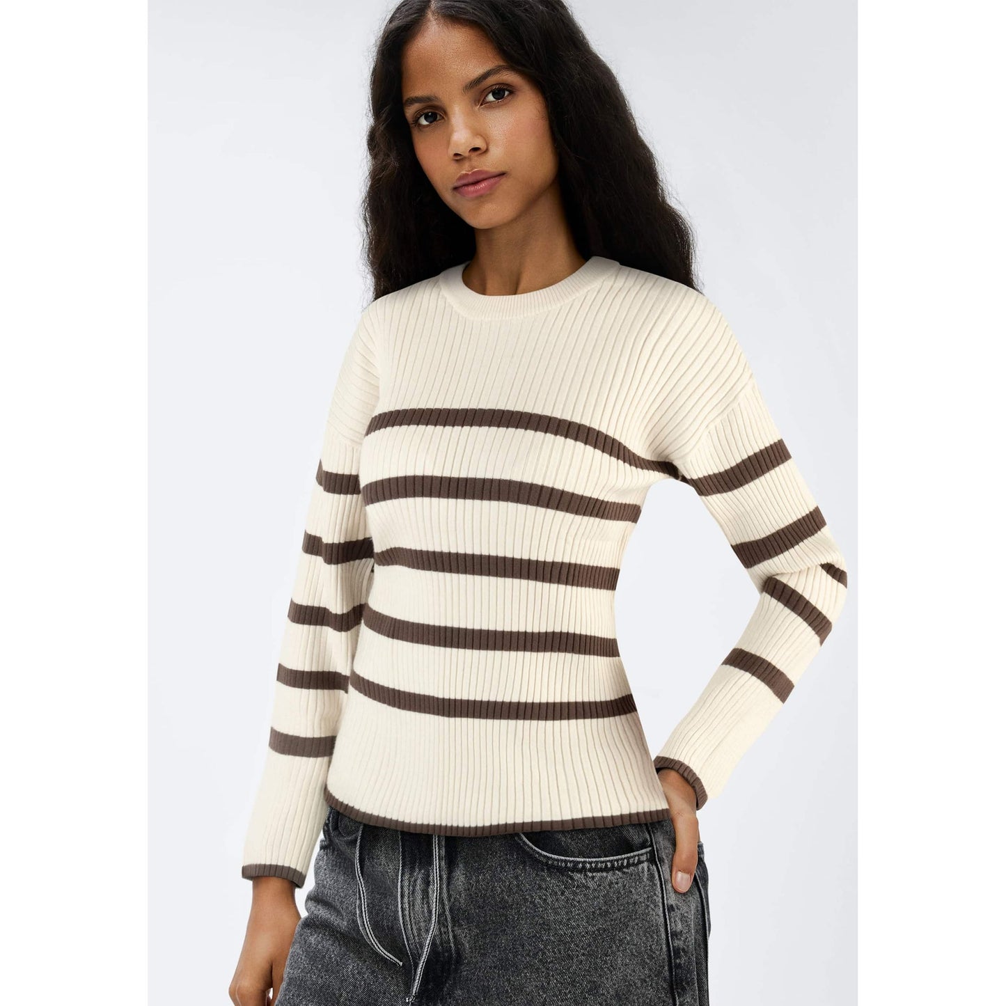 Jersey de punto acanalado a rayas para hombre