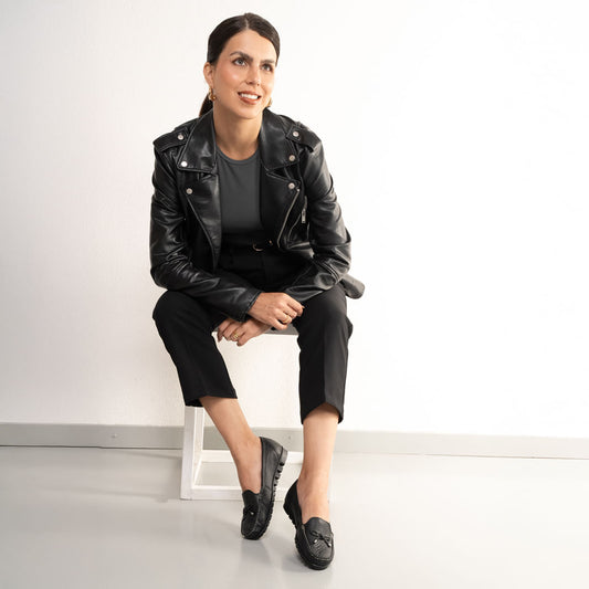 Mocasines de cuero negro para mujer de Bottero