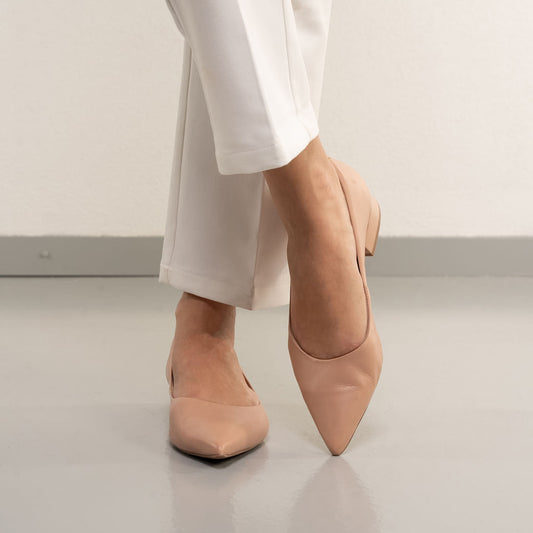 Scarpe da donna a punta con tacco basso Bottero Beige