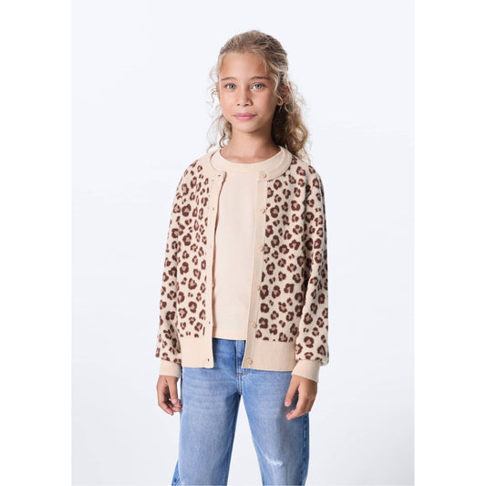 Cardigan da bambina lavorato a maglia a motivi