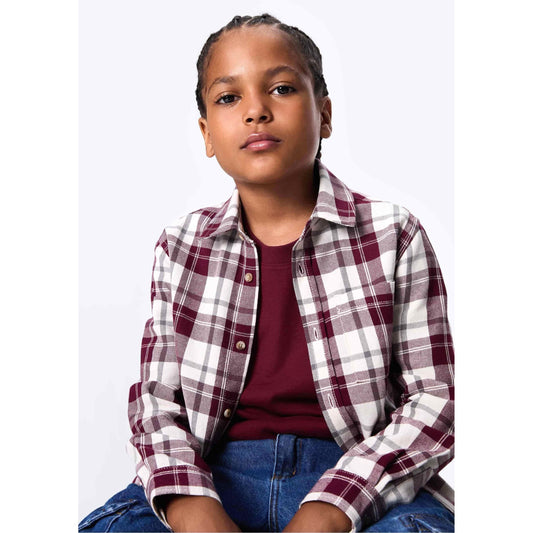 Camicia a quadri a maniche lunghe da ragazzo