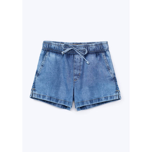 Shorts de brim com cordão para meninas