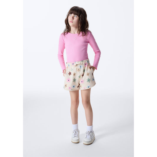 Pantaloncini da bambina con stampa e vita elastica