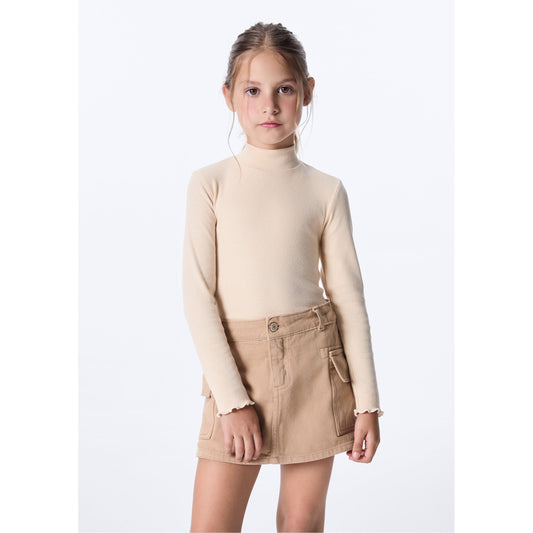 Top dolcevita basic a maniche lunghe da bambina