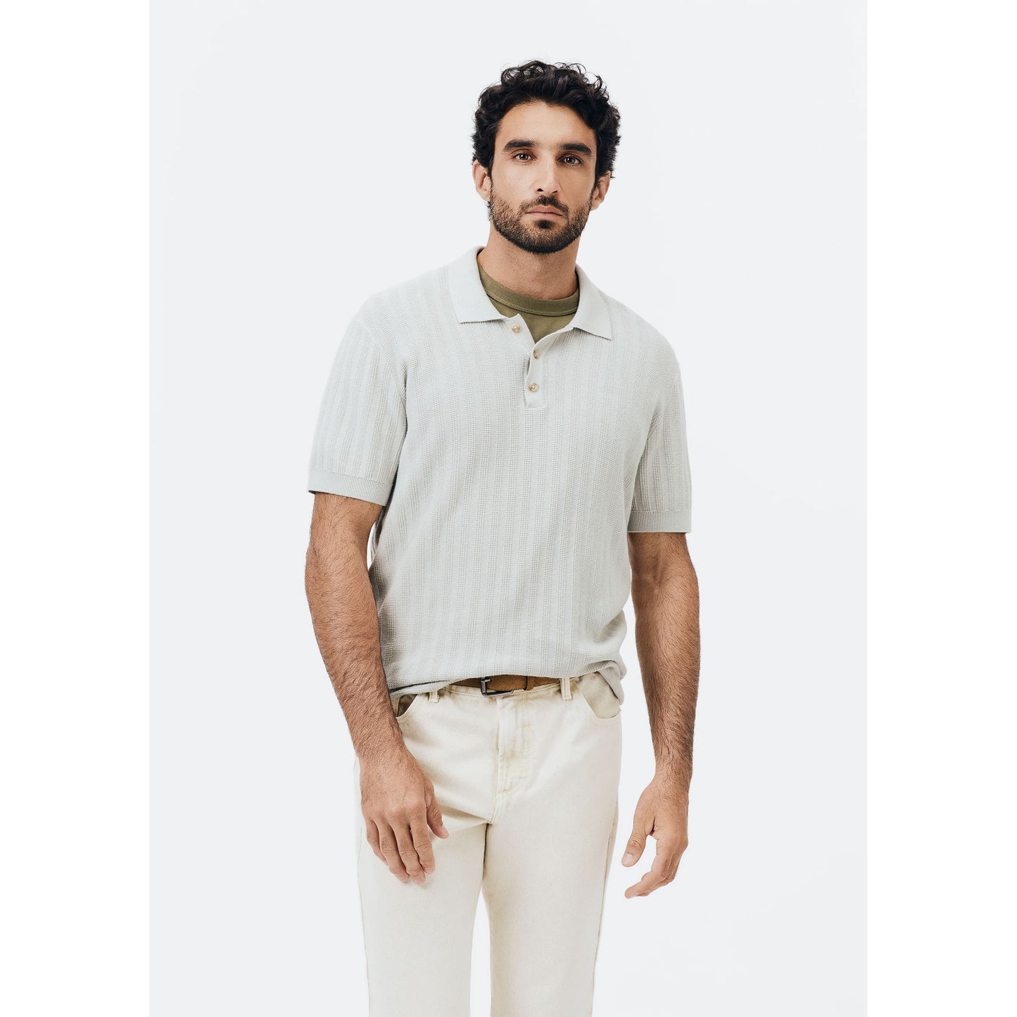 Men's Textured Knit Polo Shirt