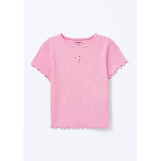 Camiseta acanalada de manga corta para niña