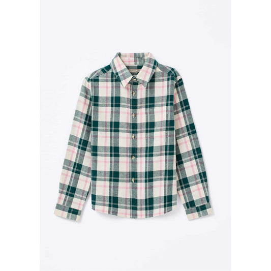Camicia a quadri tinta in filo per bambine dal taglio regolare