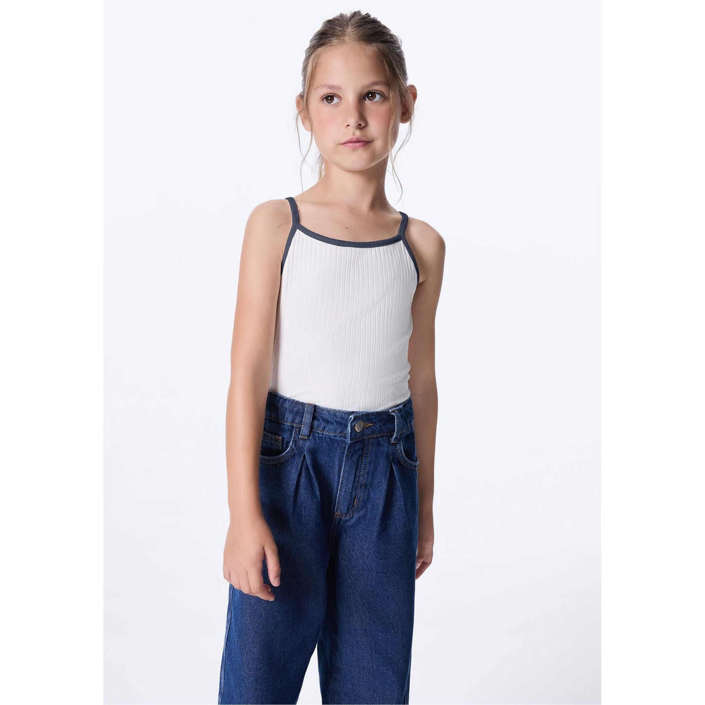 Camiseta de tirantes acanalada para niña
