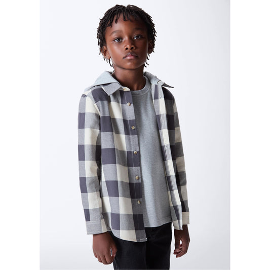 Camicia con cappuccio a quadri da ragazzo
