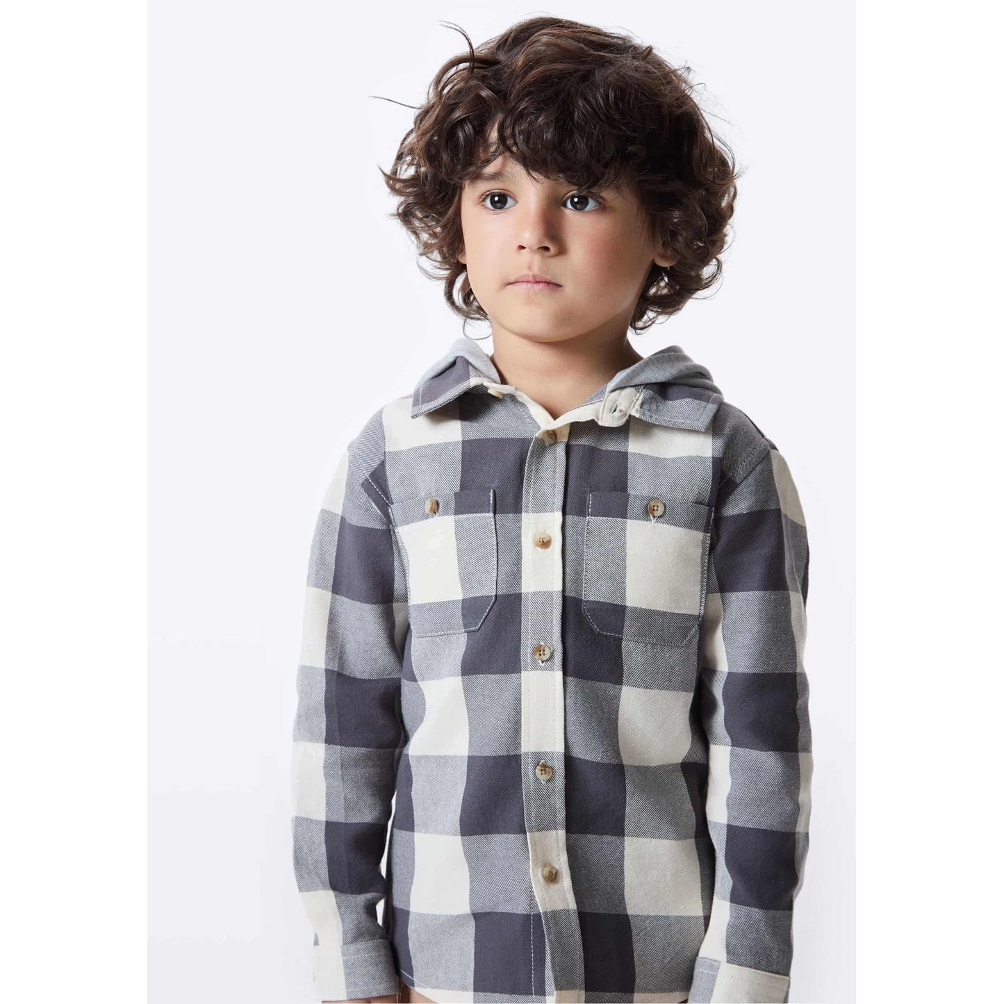 Camicia con cappuccio a quadri da ragazzo
