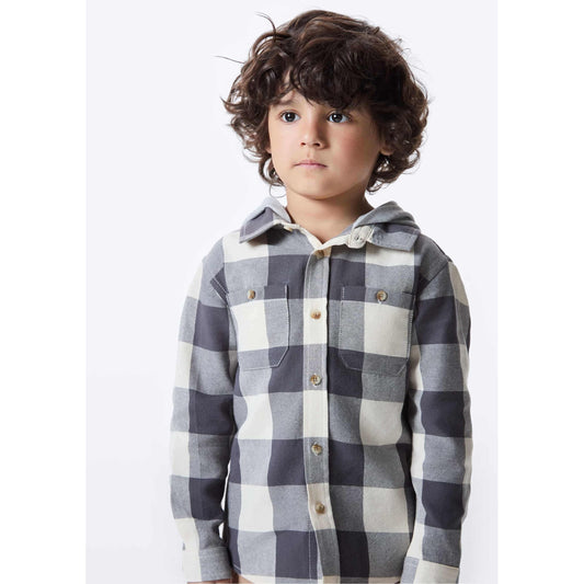 Camicia con cappuccio a quadri da ragazzo