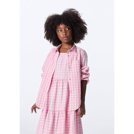 Camicia tricolore tinta in filo per bambine