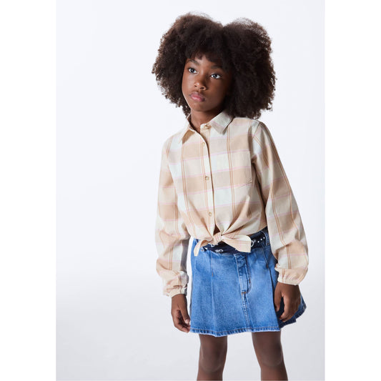 Camicia tricolore a quadri da bambina