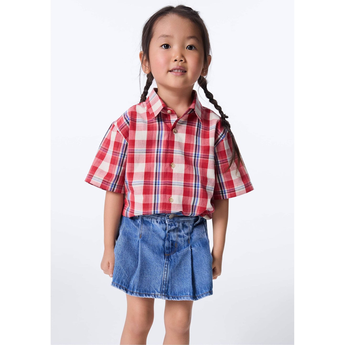 Camisa unisex de cuadros tricolores para niños