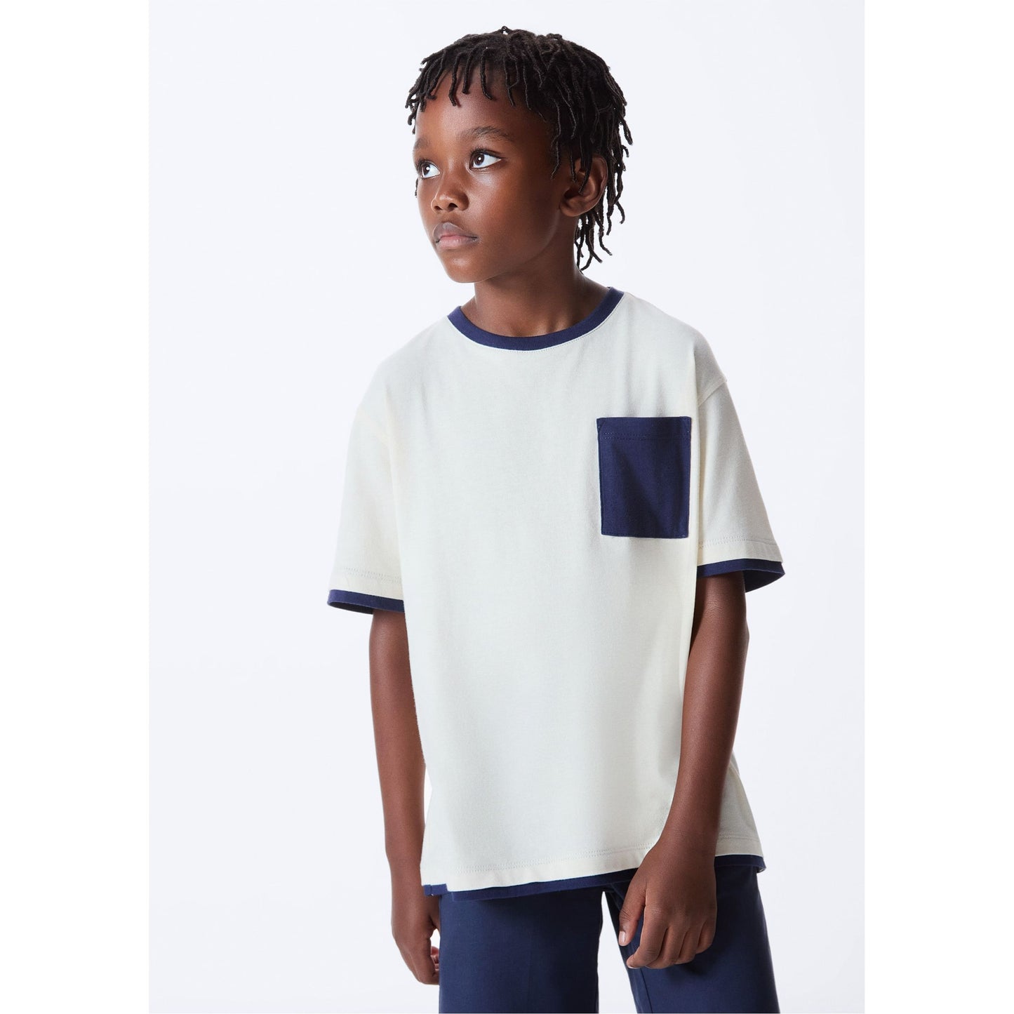 Boys' Oversized Ribbed Neck T-Shirt