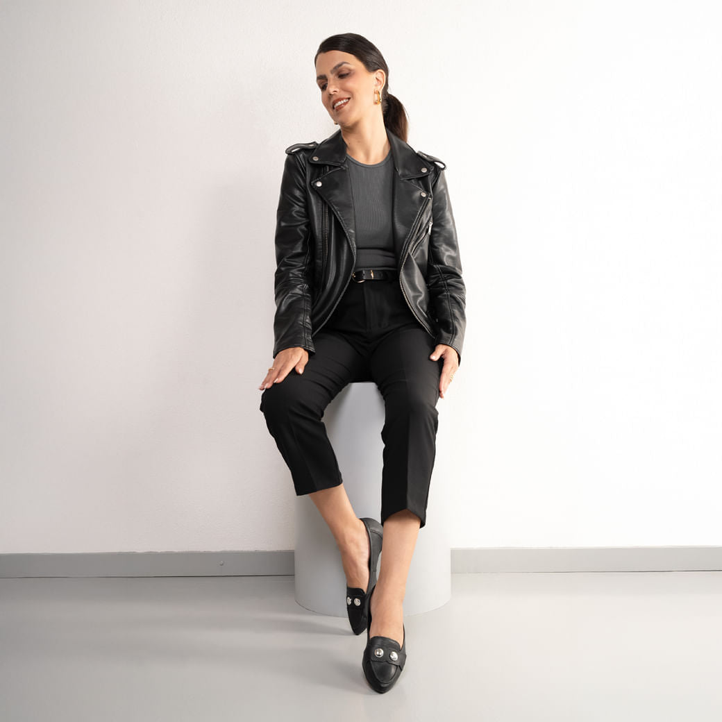 Ballerine a punta da donna con bottoni - Nero Bottero
