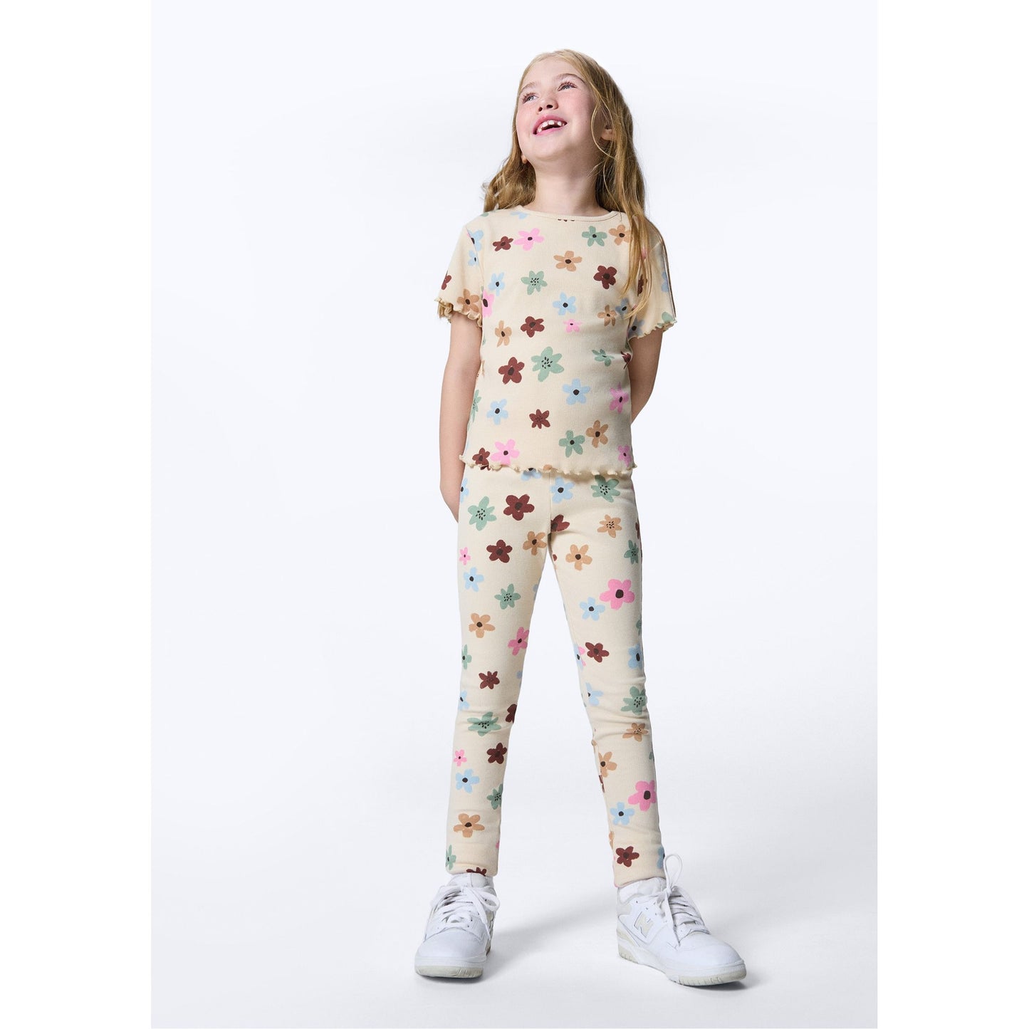 Leggings a coste stampati da bambina