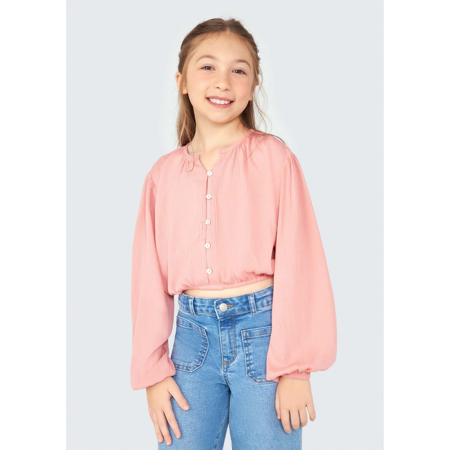 Top a maniche lunghe da bambina
