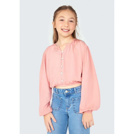 Top a maniche lunghe da bambina