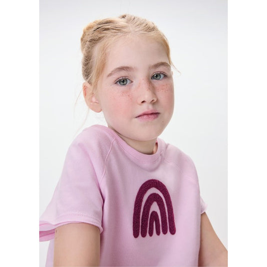 Blusa de manga raglan com bordado para meninas