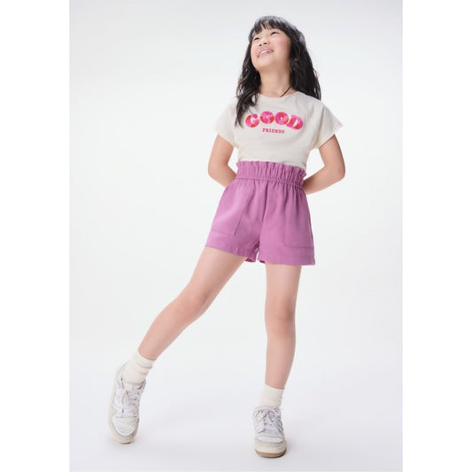 Blusa de manga raglan com bordado para meninas