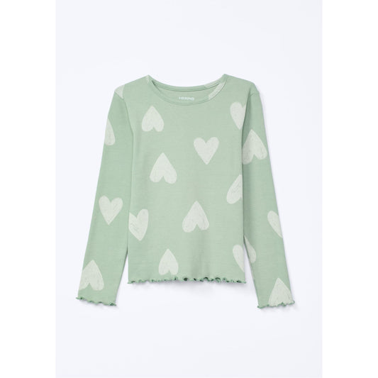 Top a maniche lunghe a coste da bambina