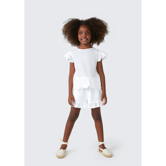 Shorts de renda e babados para meninas