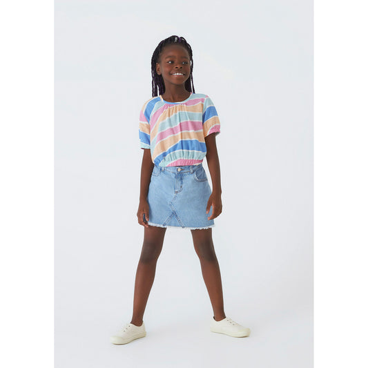 Blusa de manga balão estampada para meninas