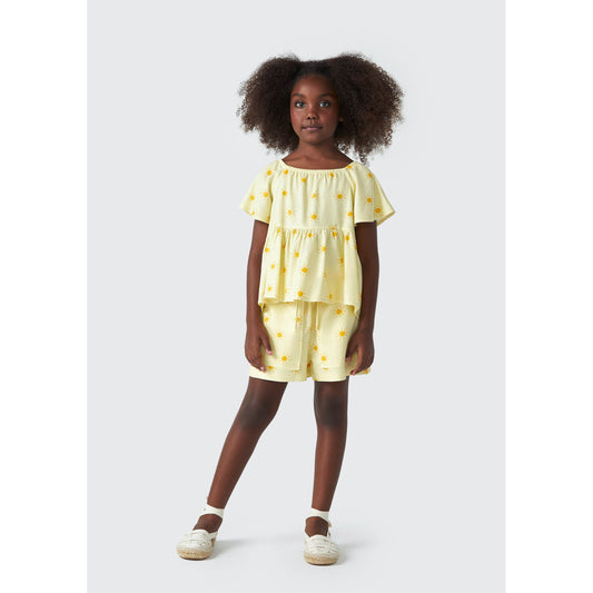Shorts de linho estampado para meninas