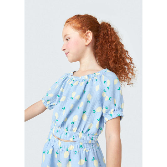 Blusa estampada de manga curta para meninas