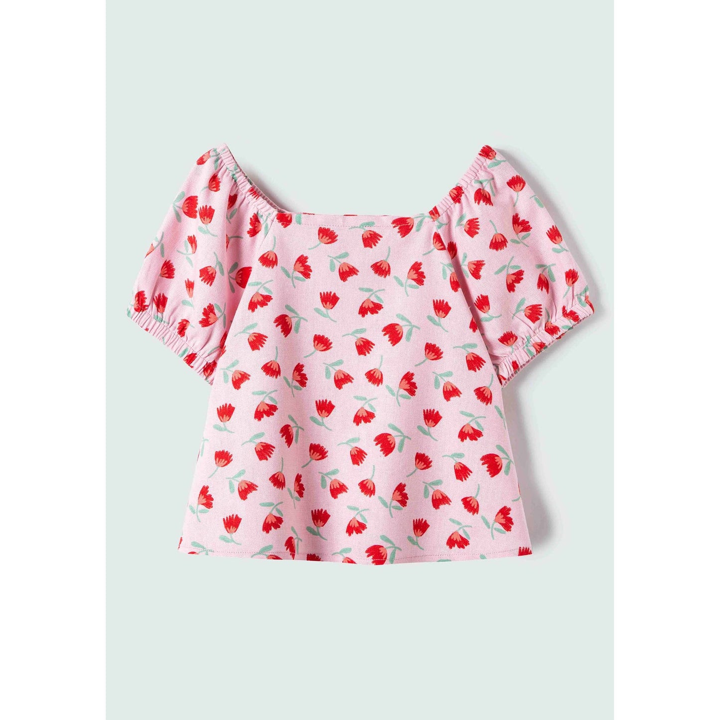 Blusa de linho estampada para menina pequena