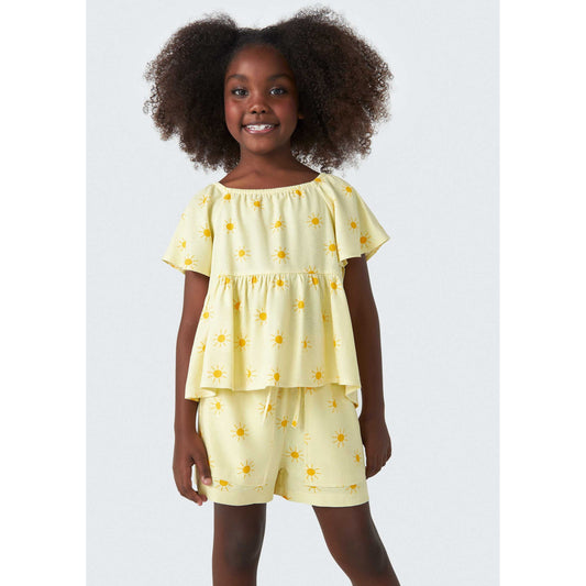 Blusa de linho estampada para meninas