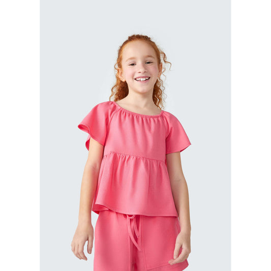 Blusa túnica de linho para meninas