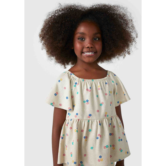 Blusa de linho floral para meninas