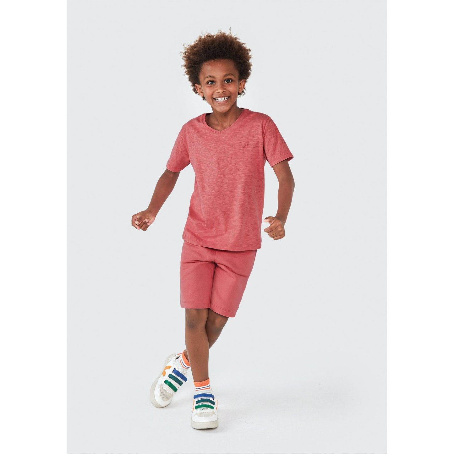 Maglietta Basic con scollo a V Slub da ragazzo