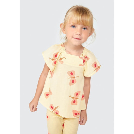 Blusa de manga curta para menina pequena