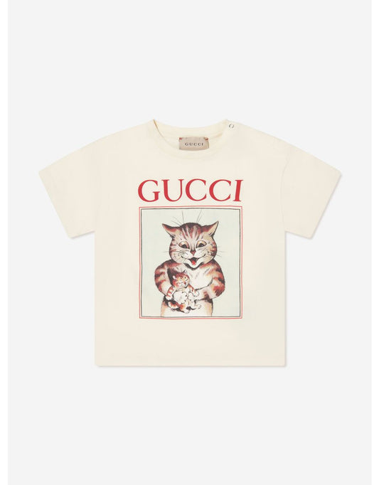 Maglietta con stampa Baby Cat avorio