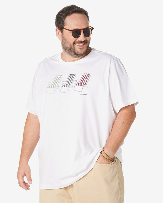 Men's Plus Size Short Sleeve T-Shirt "Las Vacaciones" White by Allman for Riachuelo