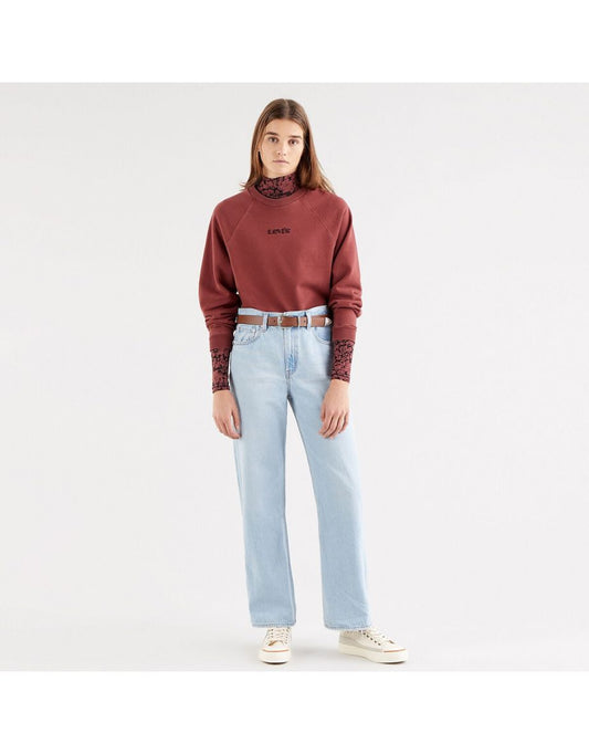 Felpa cropped in cotone con girocollo e logo
