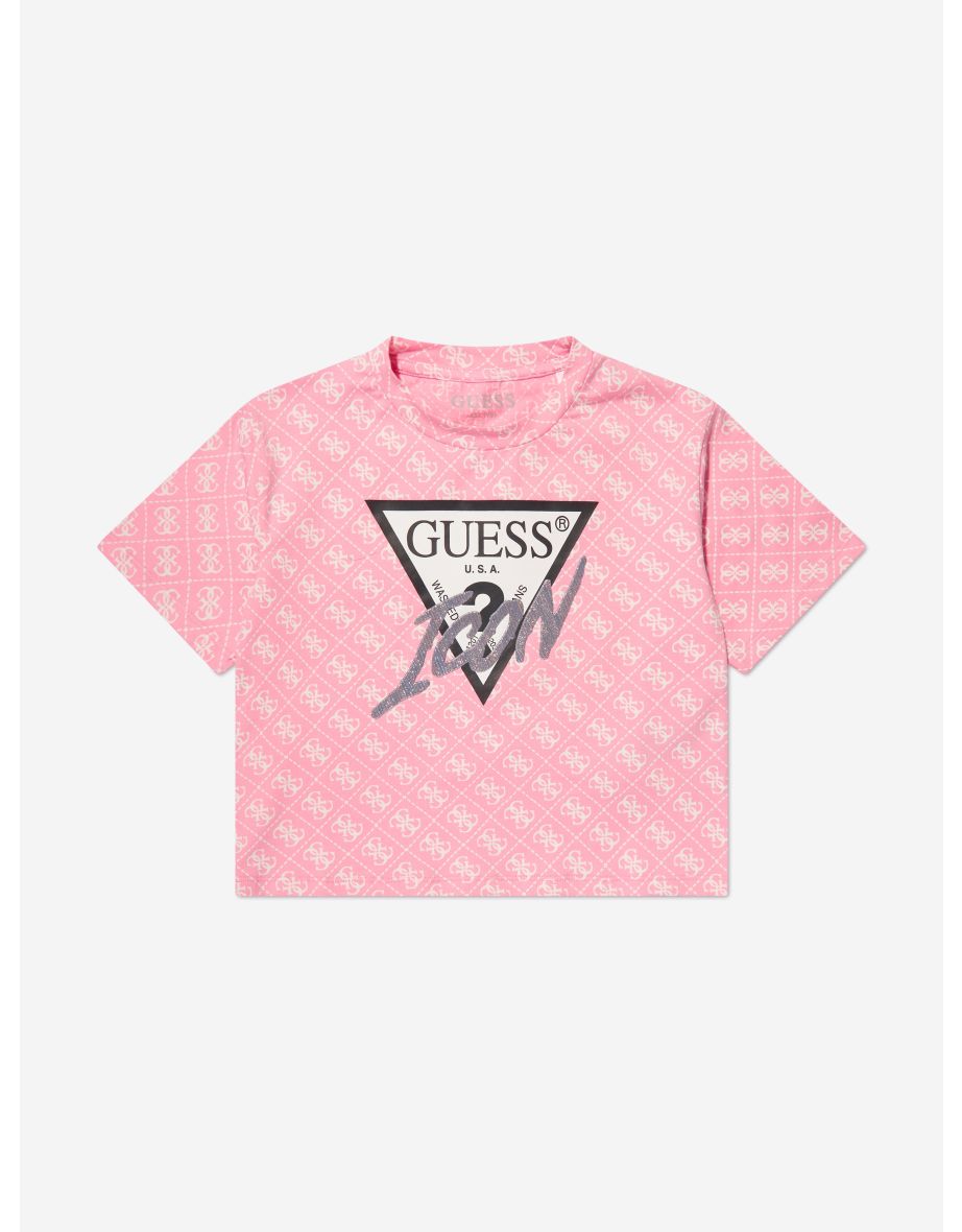 Camiseta estampada con logotipo rosa para niña