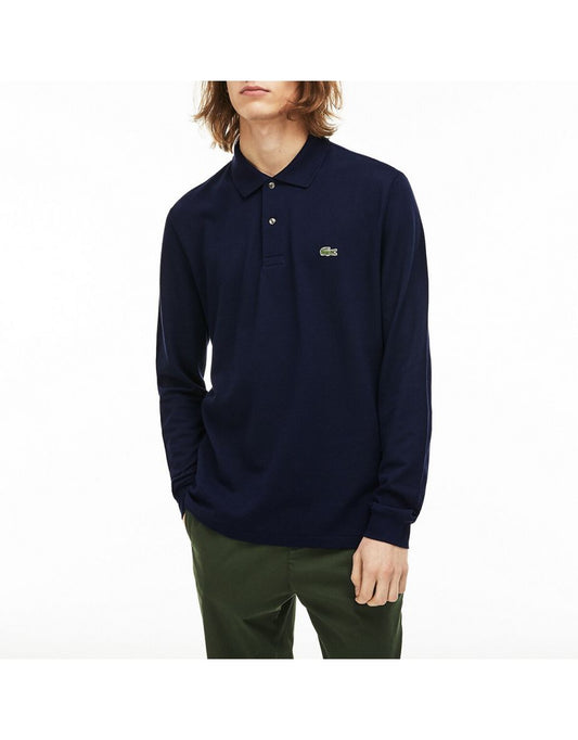 Regular Fit Long Sleeve Cotton Pique Polo Shirt